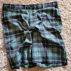 Nike Golf Tour Performance Dri-Fit Shorts Plaid Green Lightweight Men Size 38